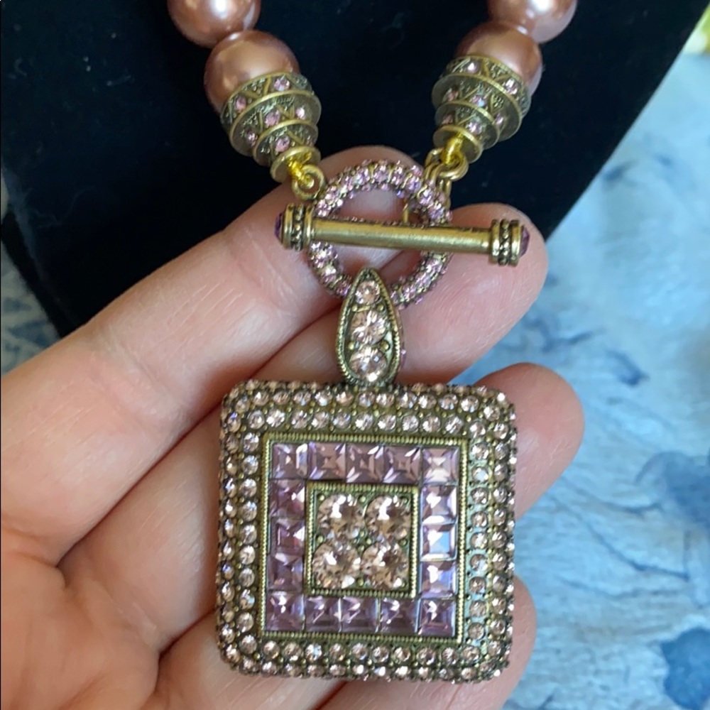 Heidi Daus Pink Swarovski Crystal & Bead Necklace